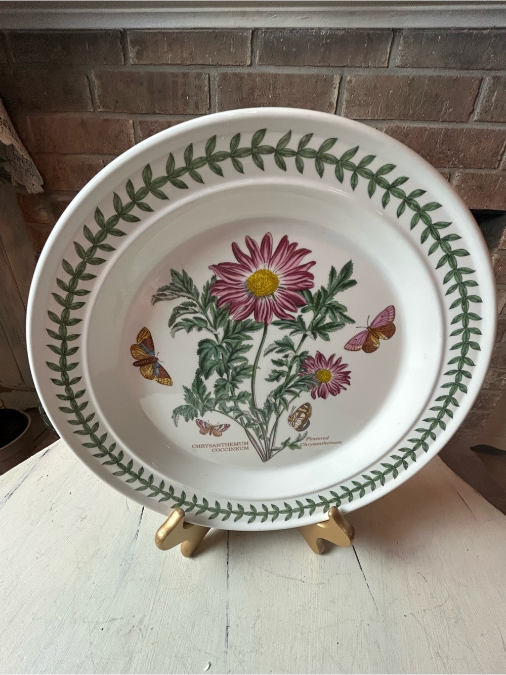 PORTMEIRION BOTANIC GARDEN 10.5” Dinner Plate Chrysanthemum Butterflies 1972